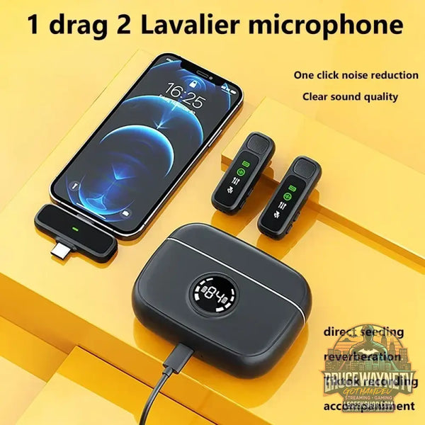 Microphone Sans Fil Bluetooth Portable - Enregistrement Audio Vidéo Lavalier pour iPhone & Android avec smartphone et émetteurs
